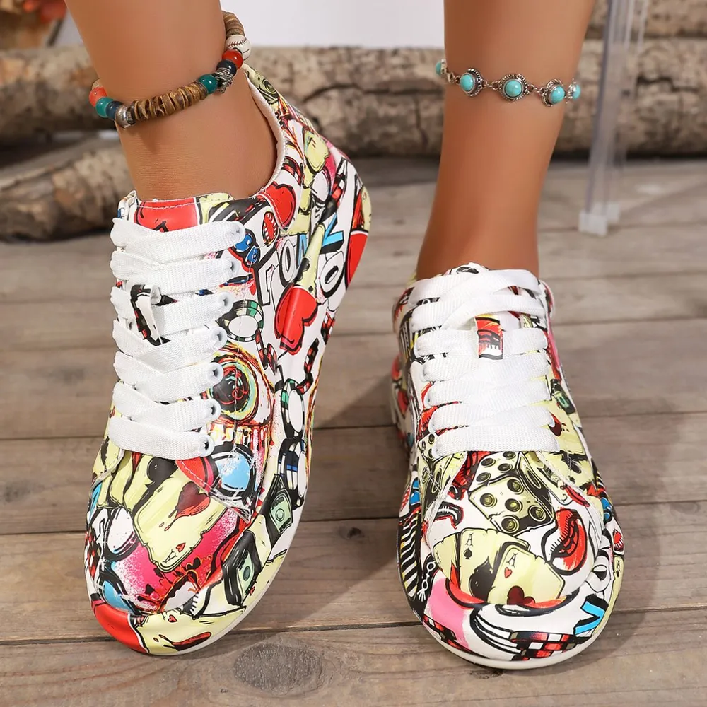 Abstract Print Lace Up Sneakers, image 7