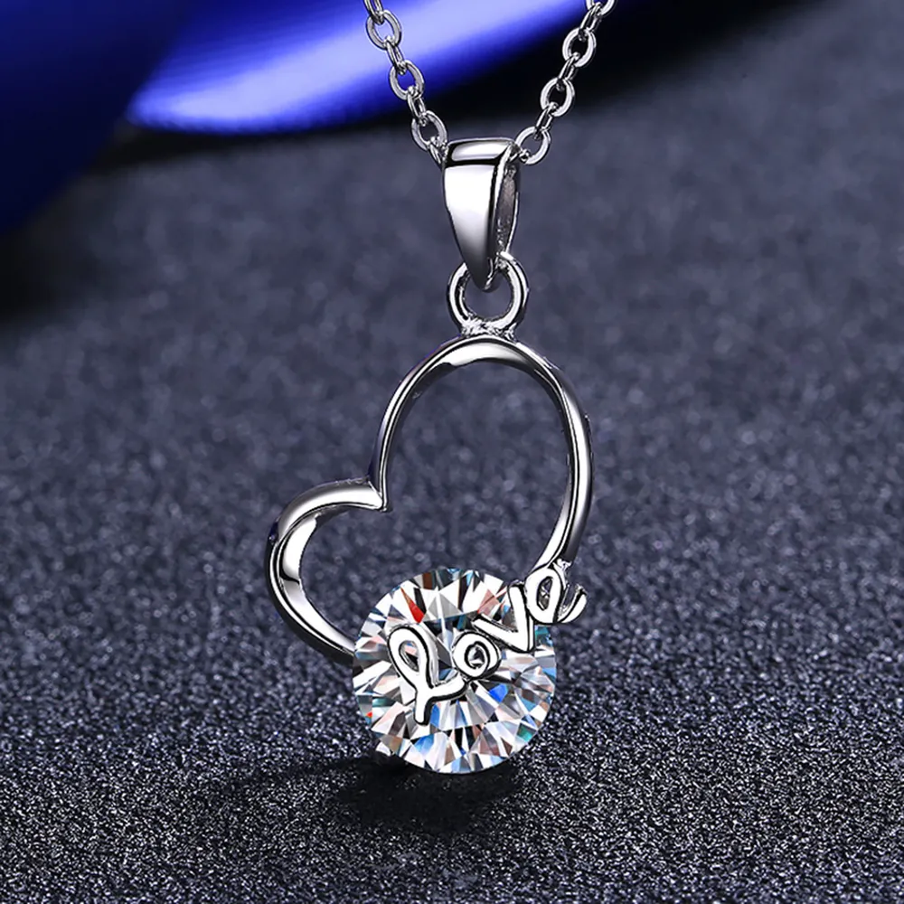 2 Carat Moissanite Heart 925 Sterling Silver Necklace, image 3