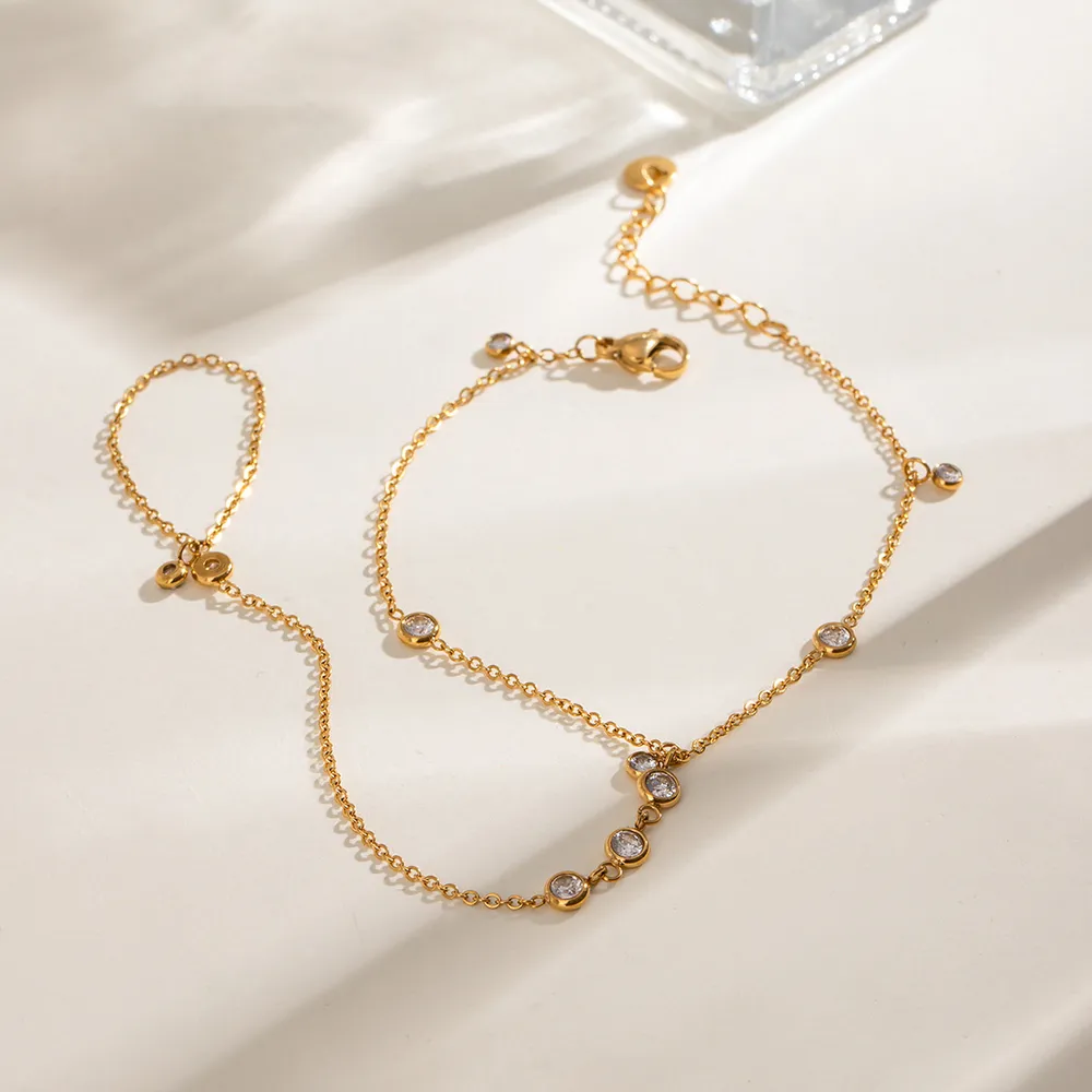 18K Gold-Plated Inlaid Rhinestone Chain Bracelet, image 3