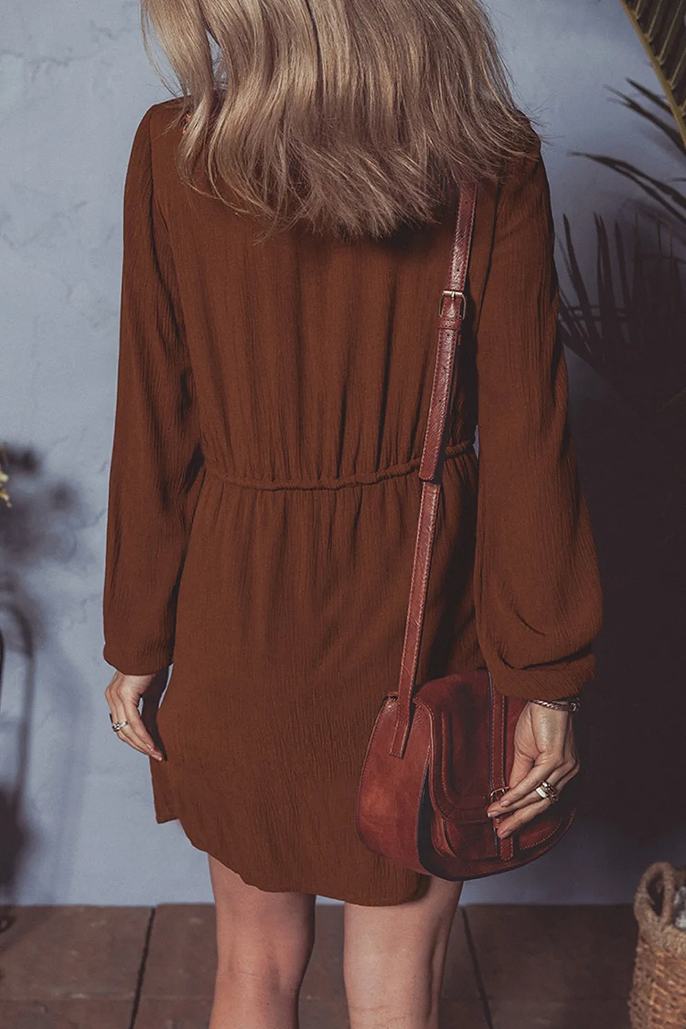 Floral Embroidered Long Sleeve Mini Dress, image 3