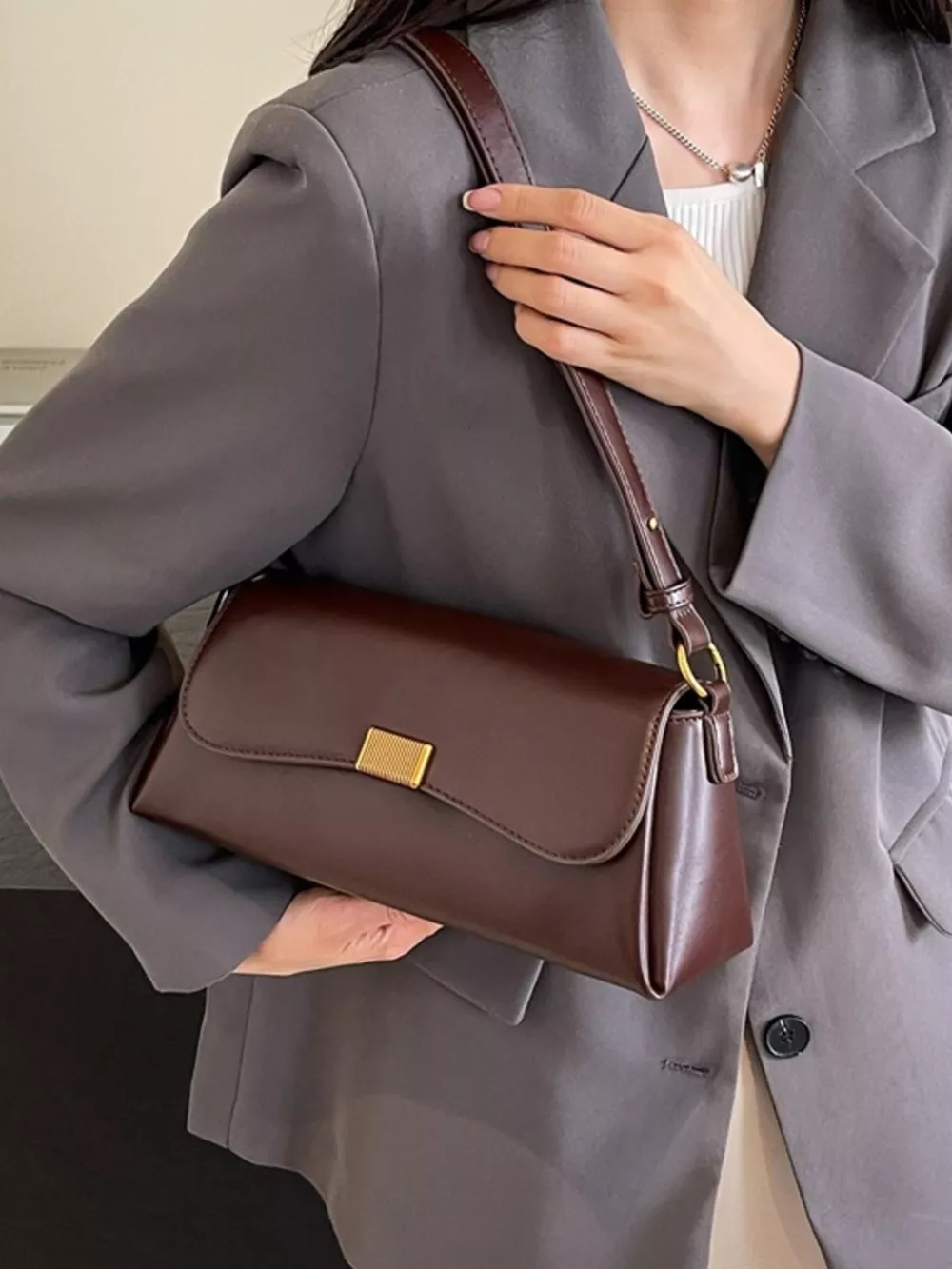 Flap Leather Shoulder Bag, image 2