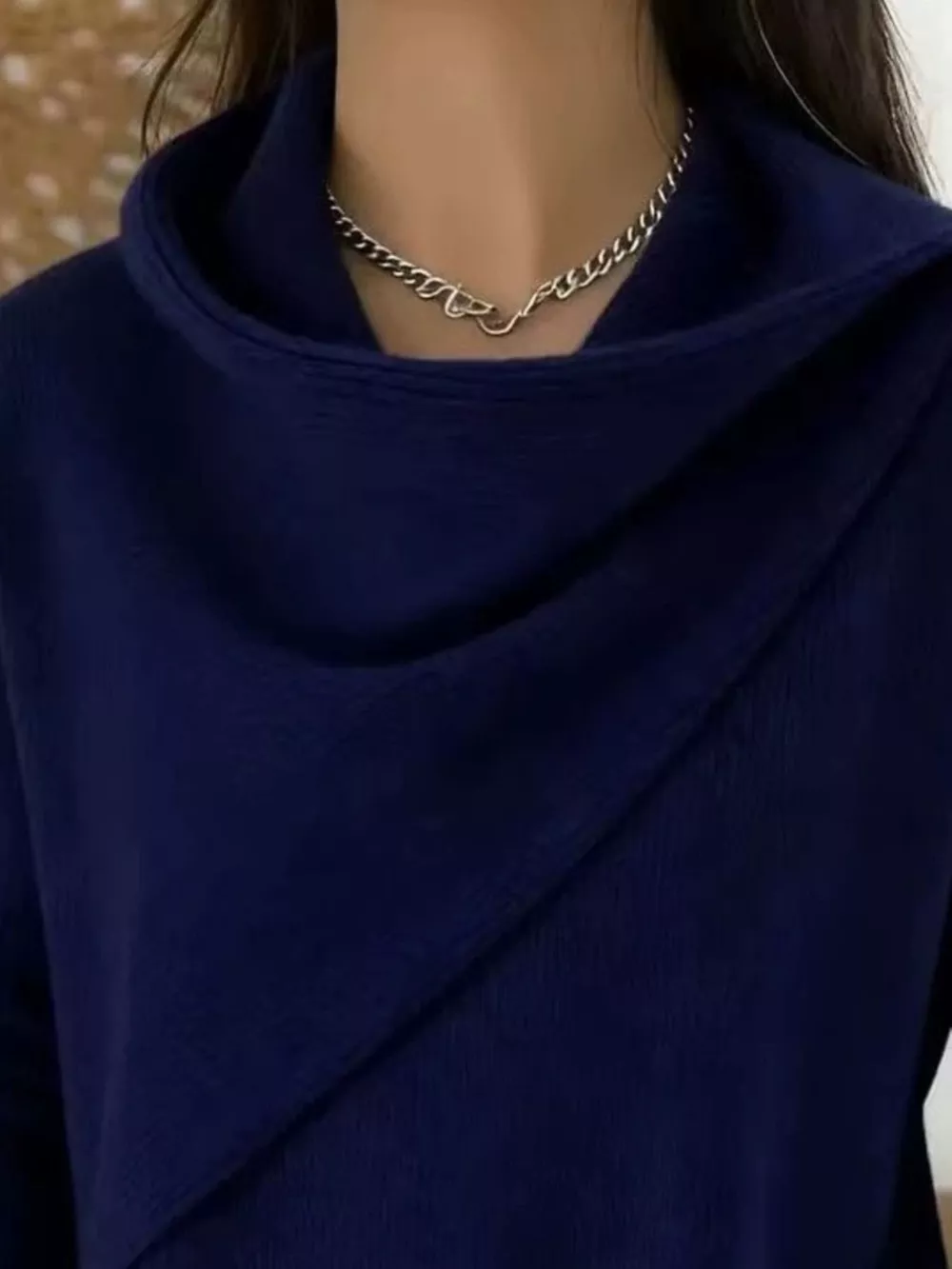 Full Size Solid Color Cowl Neck Sweater Plus Size, image 3