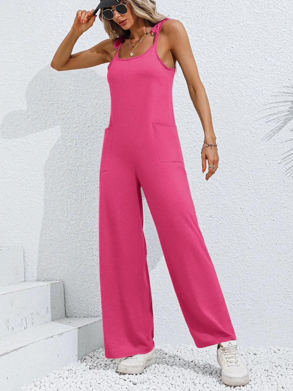 Scoop Neck Tie Shoulder Jumpsuit, image 4