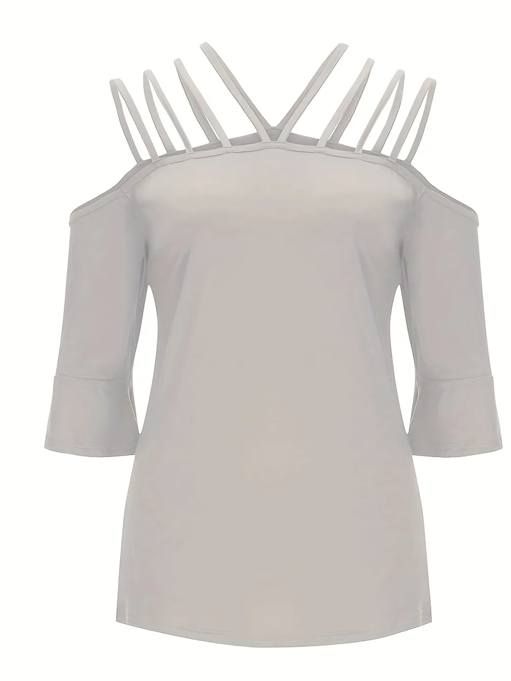 Full Size Cold Shoulder Three-Quarter Sleeve Blouse, image 6