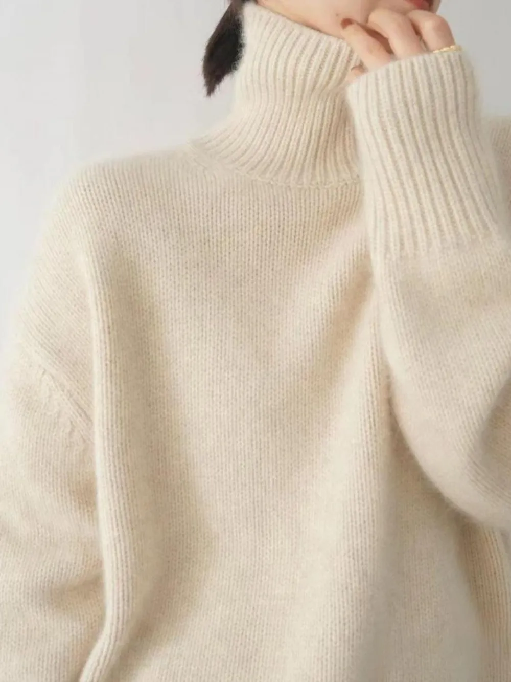 Turtleneck Dropped Shoulder Long Sleeve Sweater, image 4