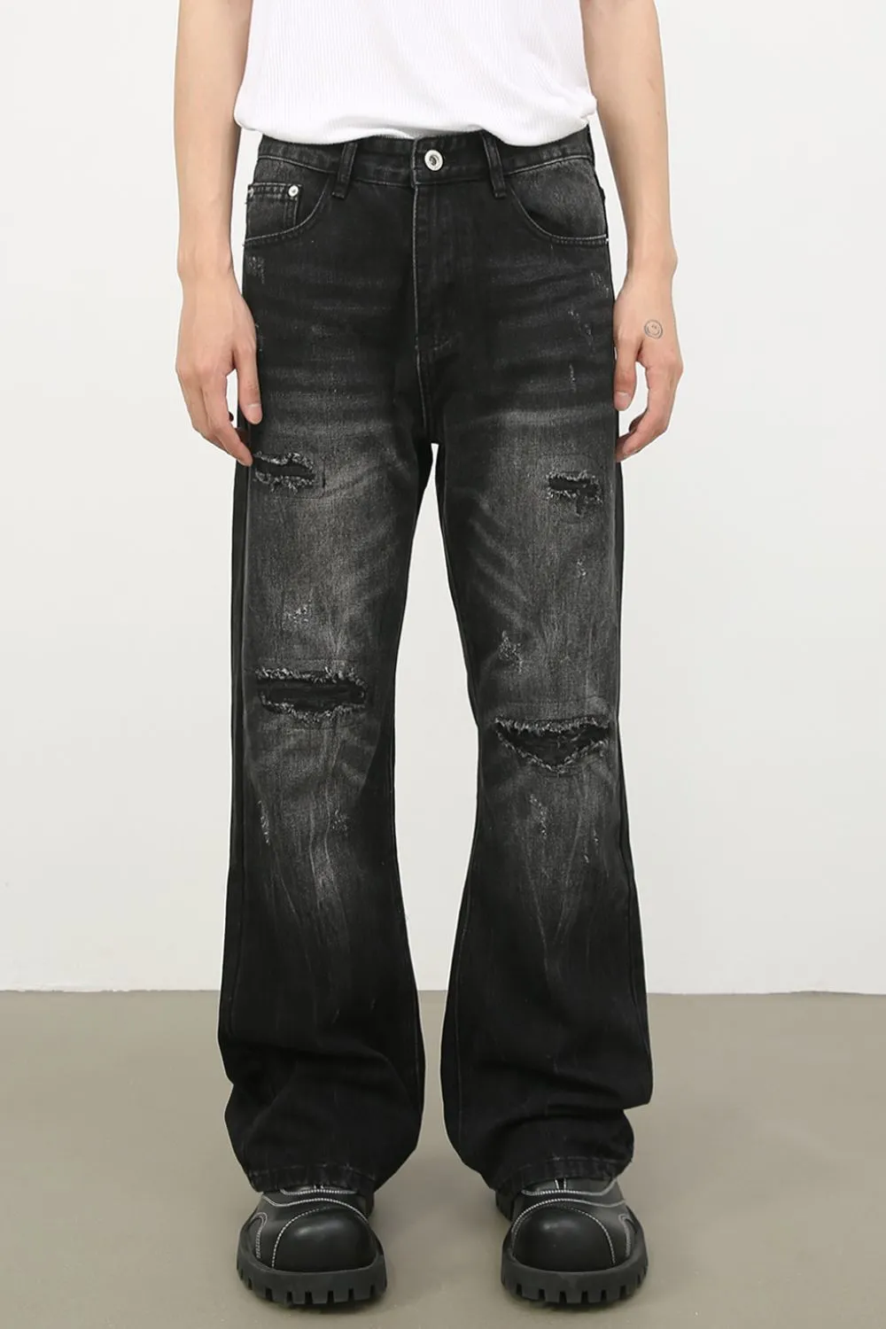 Men's Distressed Jeans with Pockets