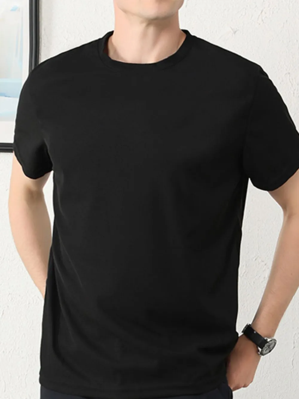 Men's Plus Size Round Neck Short Sleeve T-Shirt, image 3