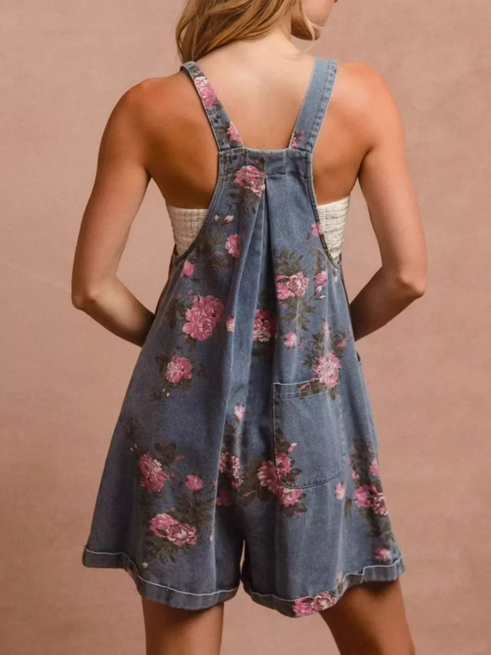 Floral Print Denim Overalls, image 3
