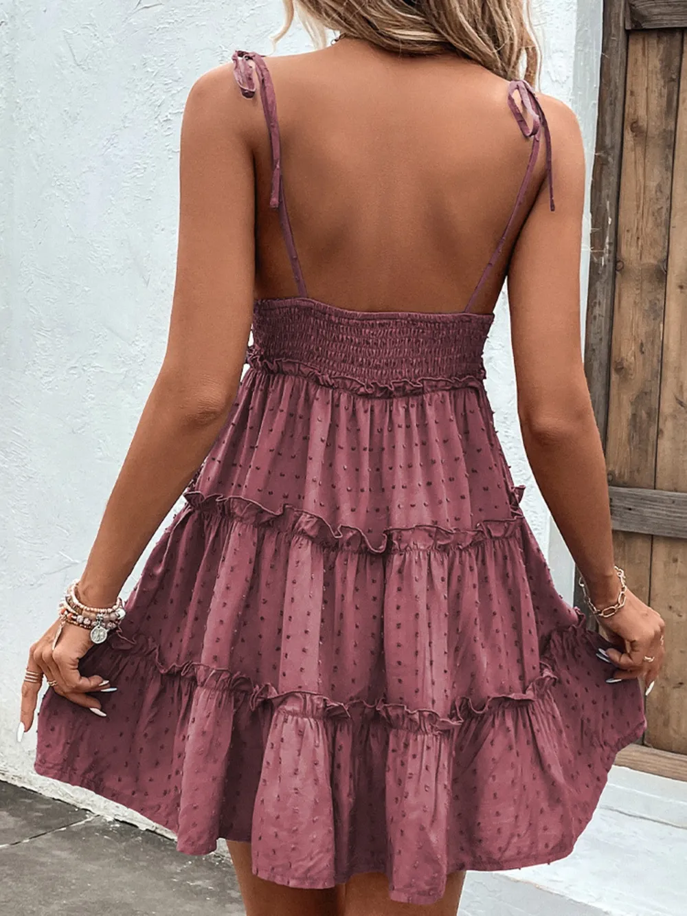 Frill Spaghetti Strap Tiered Dress, image 5
