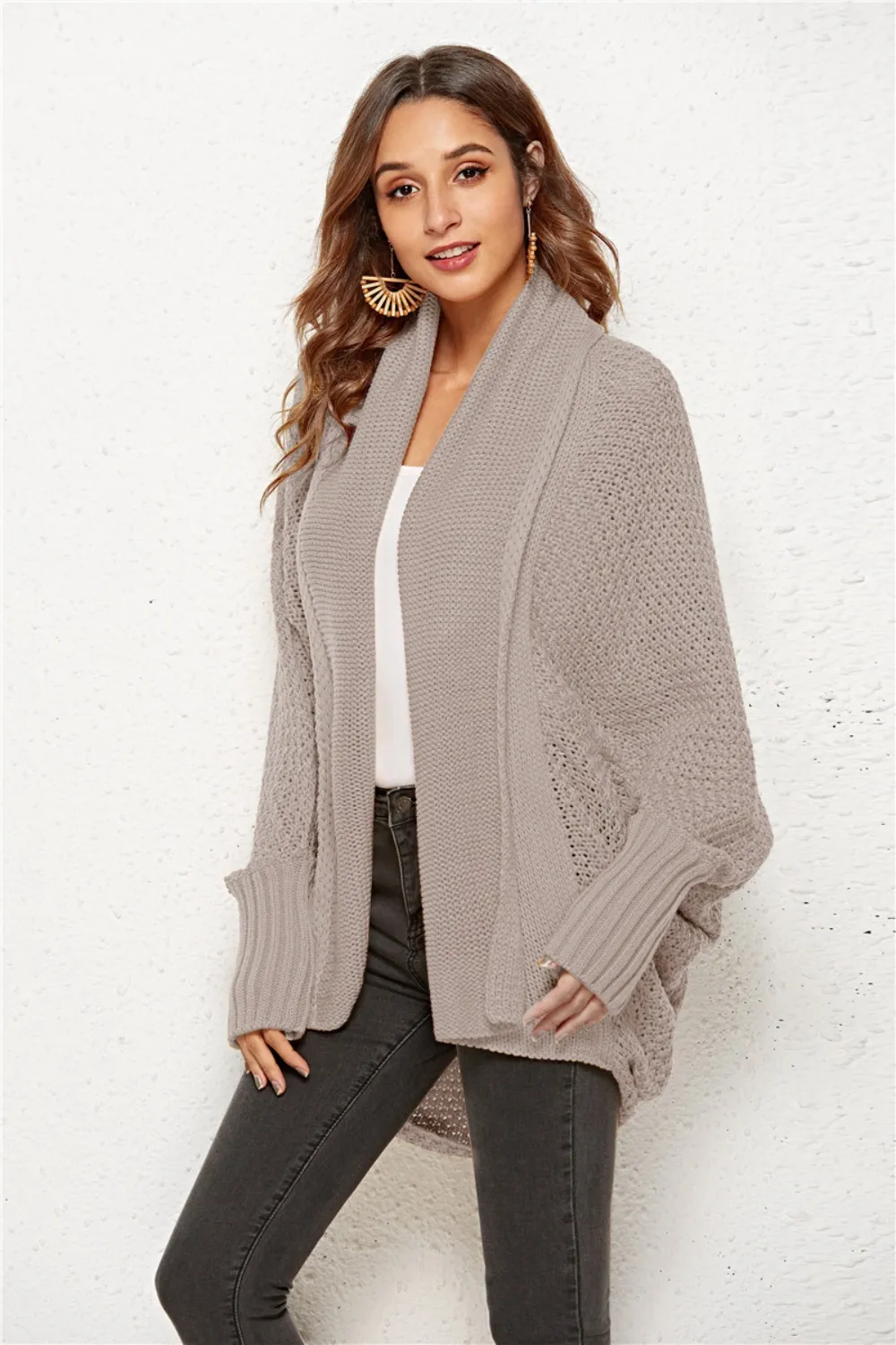Open Front Batwing Sleeve Cardigan, image 4