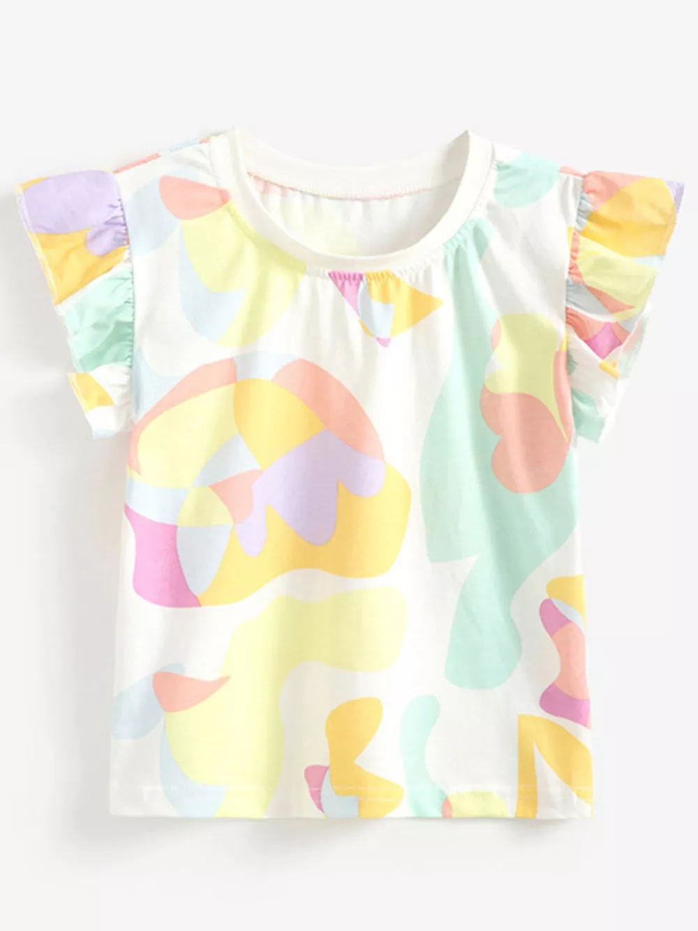 Children's Abstract Print Ruffle Sleeve T-Shirt, image 2