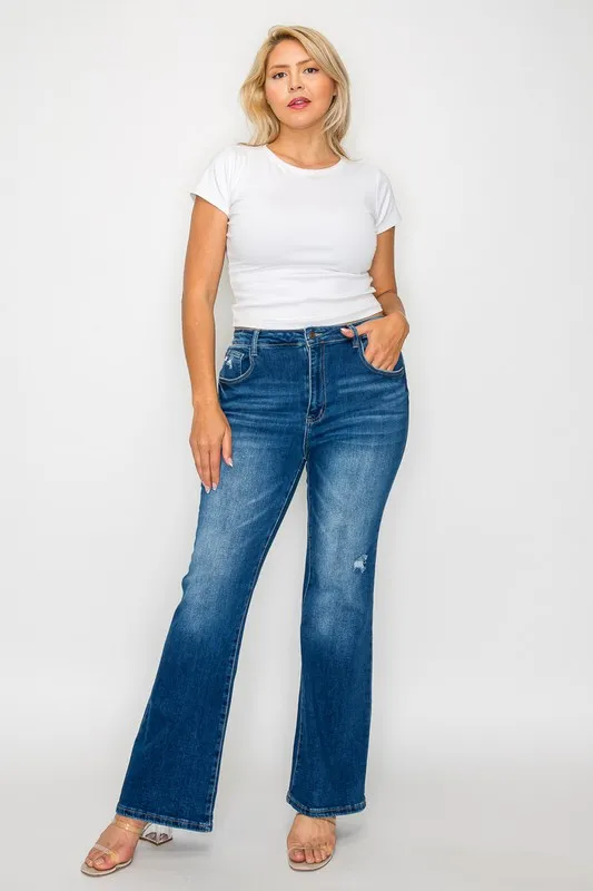 Full Size High Rise Bootcut Jeans with Pockets, image 5