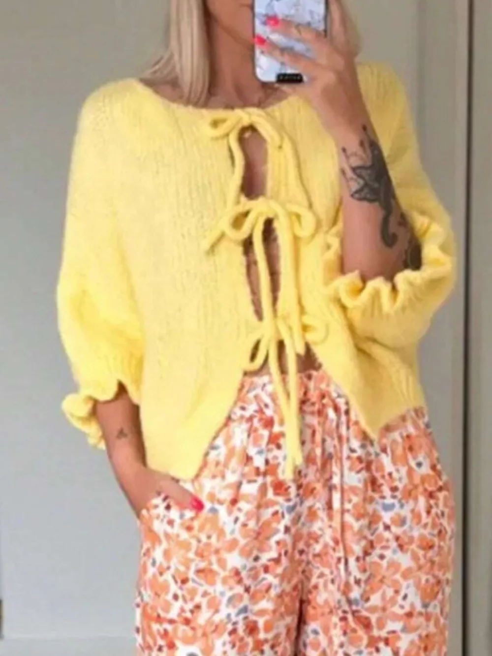 Tie-Front Cropped Cardigan