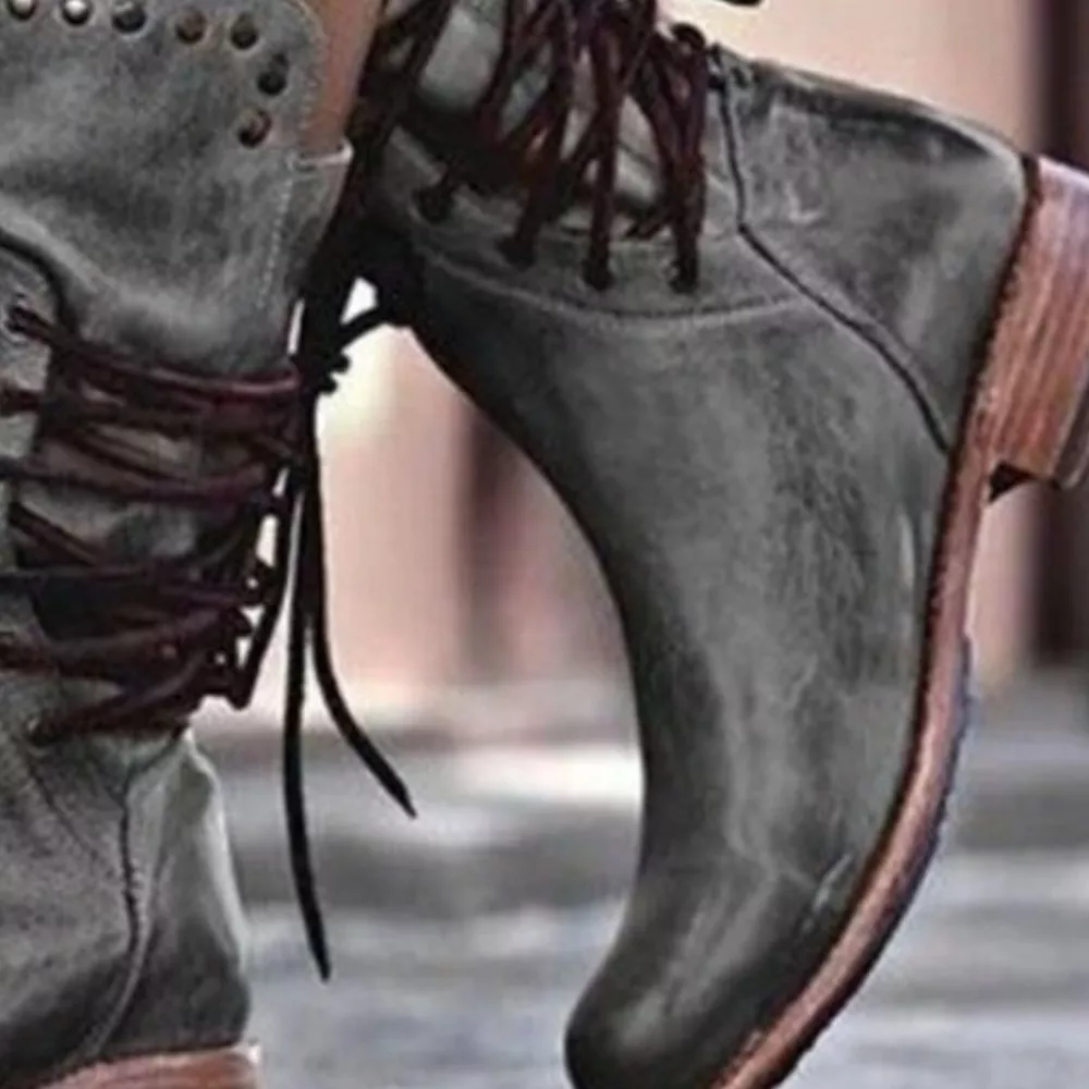 Lace Up Block Heels Boots, image 4