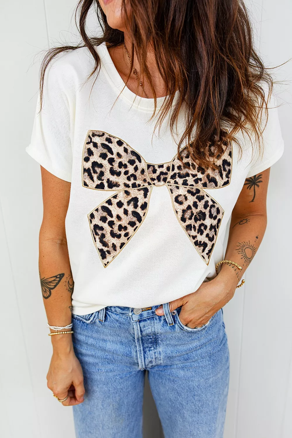 Leopard Bow Graphic Relaxed Fit T-Shirt, image 4