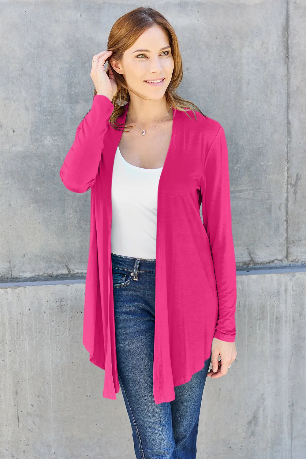 Full Size Open Front Long Sleeve Cardigan, image 7