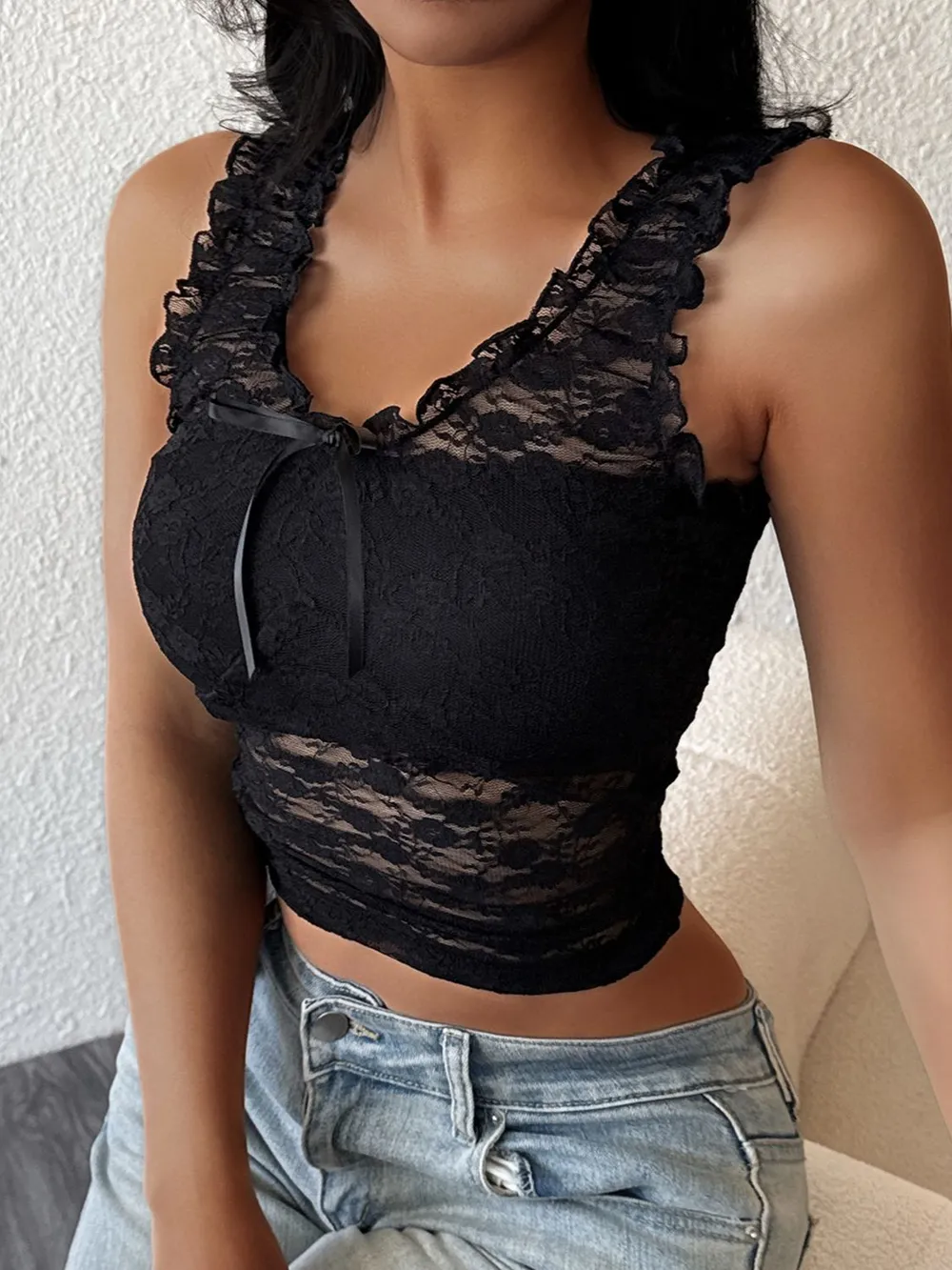 Lace Wide Strap Tank, image 2