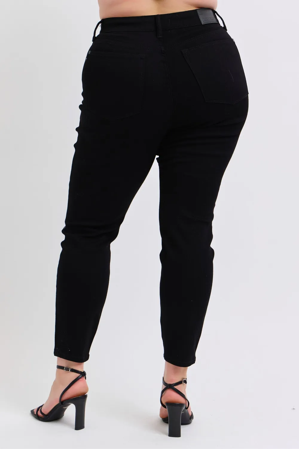 Plus Size HW Faux Leather Skinny Pants, image 3