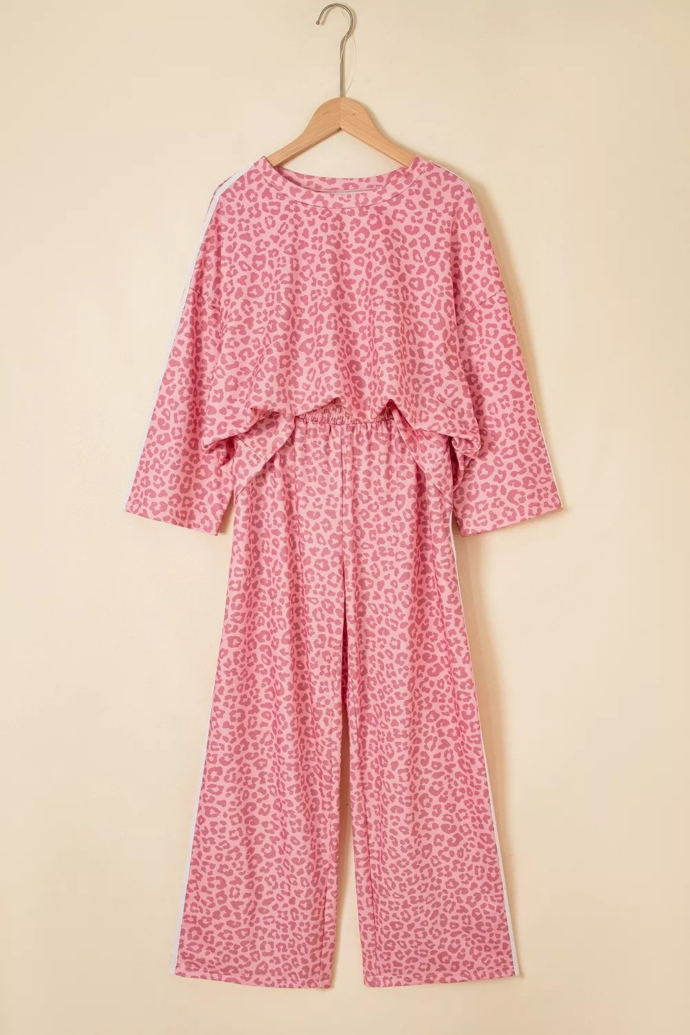 Leopard Print Casual Two-Piece Set with Side Stripes, image 2