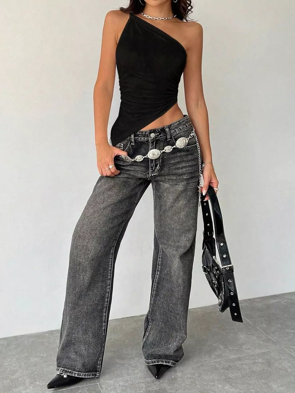 Asymmetrical One-Shoulder Slim Fit Cami, image 17