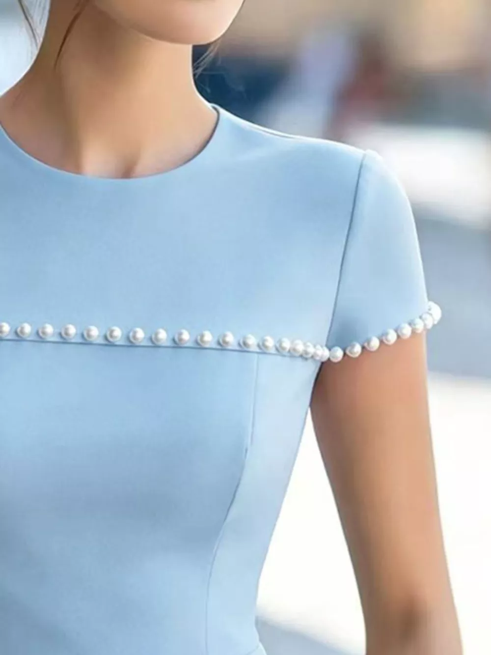 Pearl Embellished Peplum T-Shirt, image 6