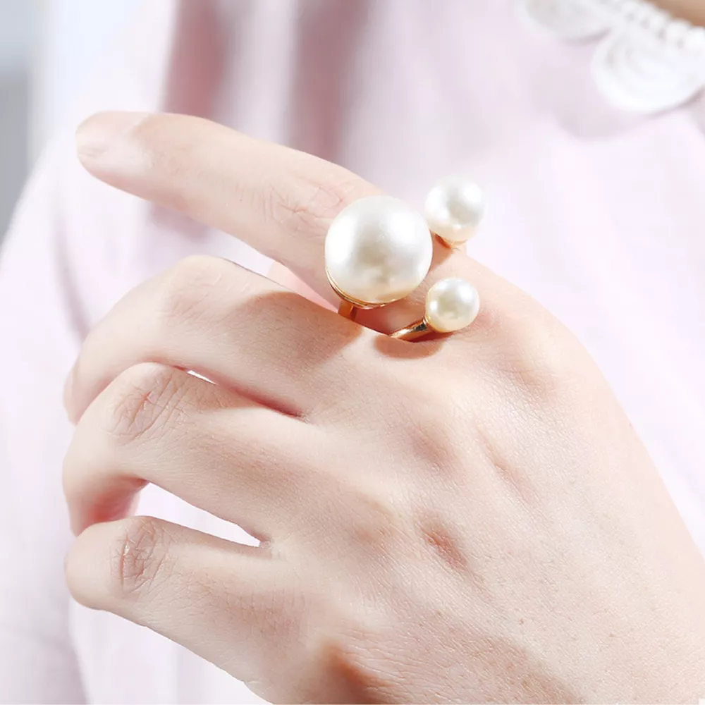 18K Gold-Plated Pearl Open Ring, image 3