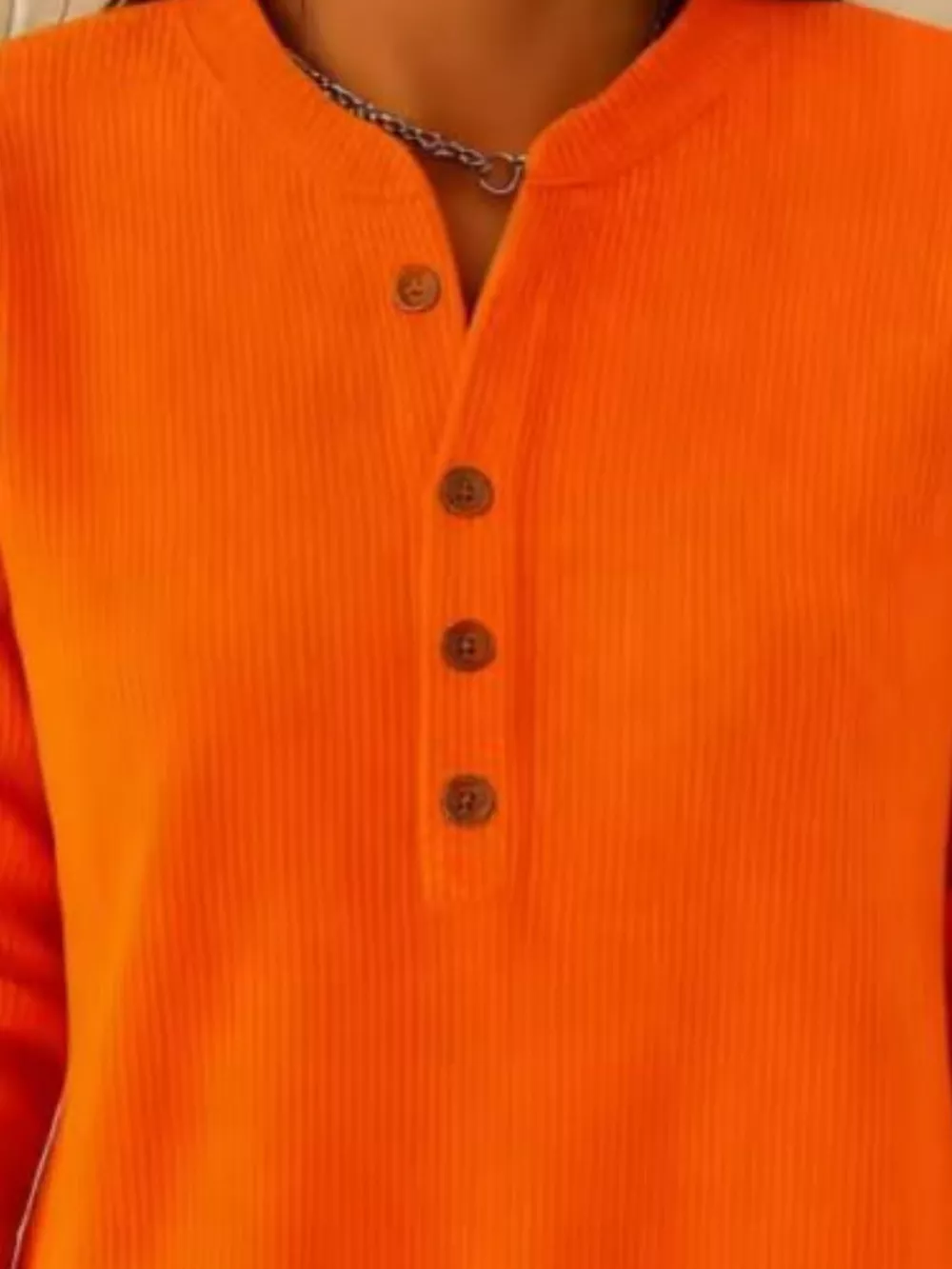 Full Size Button Detail Corduroy Top Plus Size, image 26