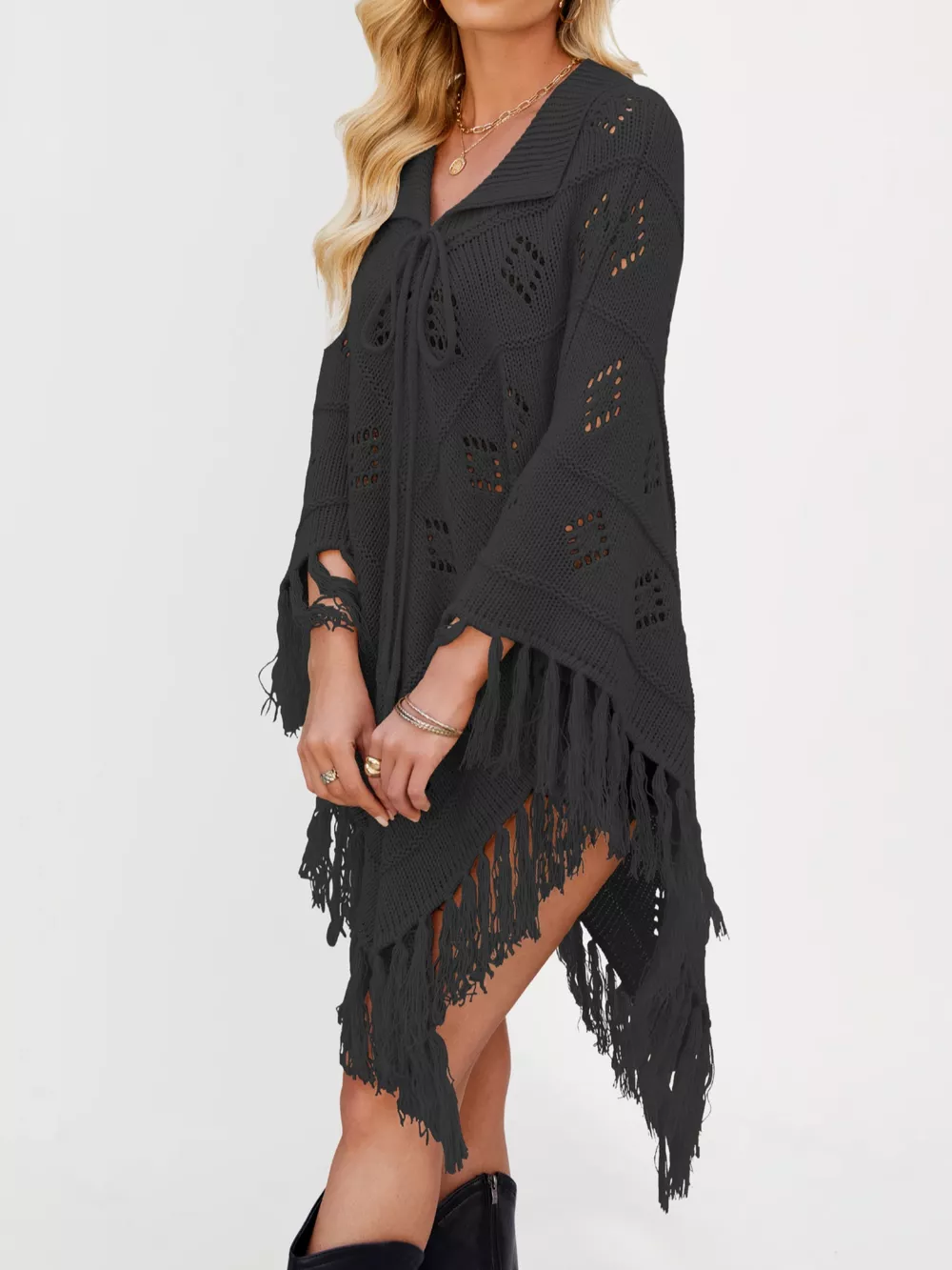 Fringe Openwork Knit Cover Up, image 7