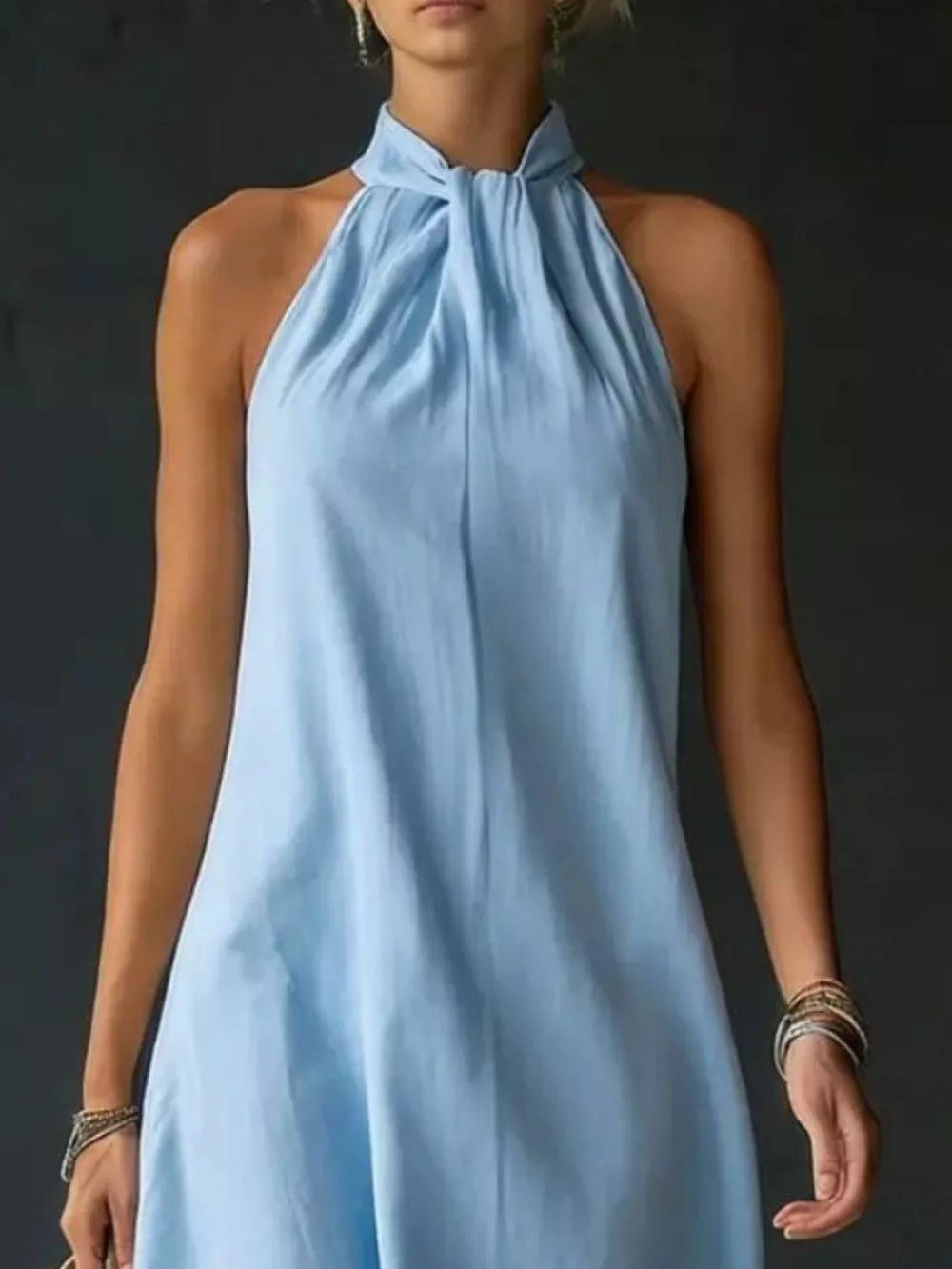 Halter Neck Sleeveless Maxi Dress, image 4