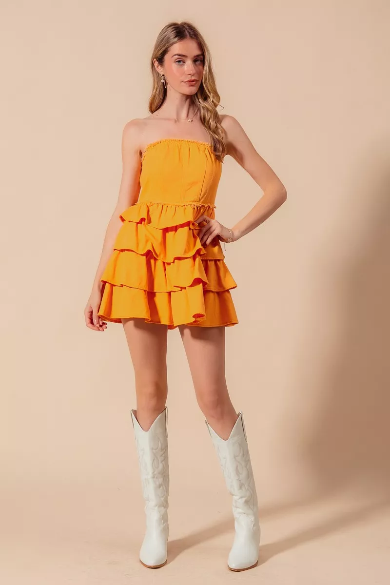 Strapless Ruffle Layered Game Day Cheer Up Dress, image 3