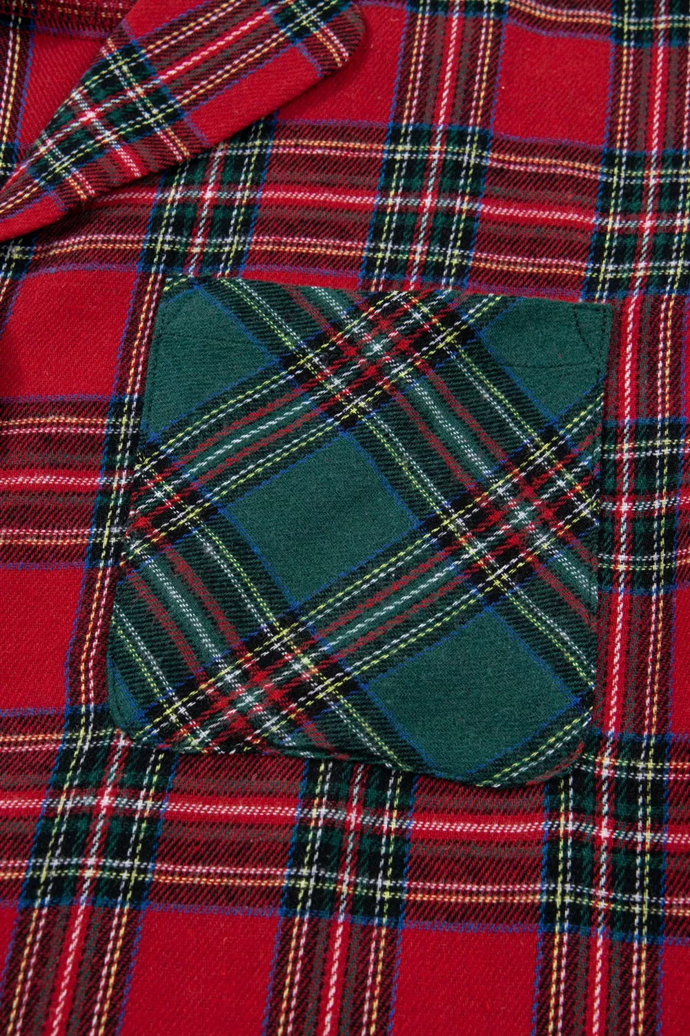 Plaid Contrast Patched Christmas Holiday Long Sleeve Shirt and Short 2pcs Pajama Set, image 7