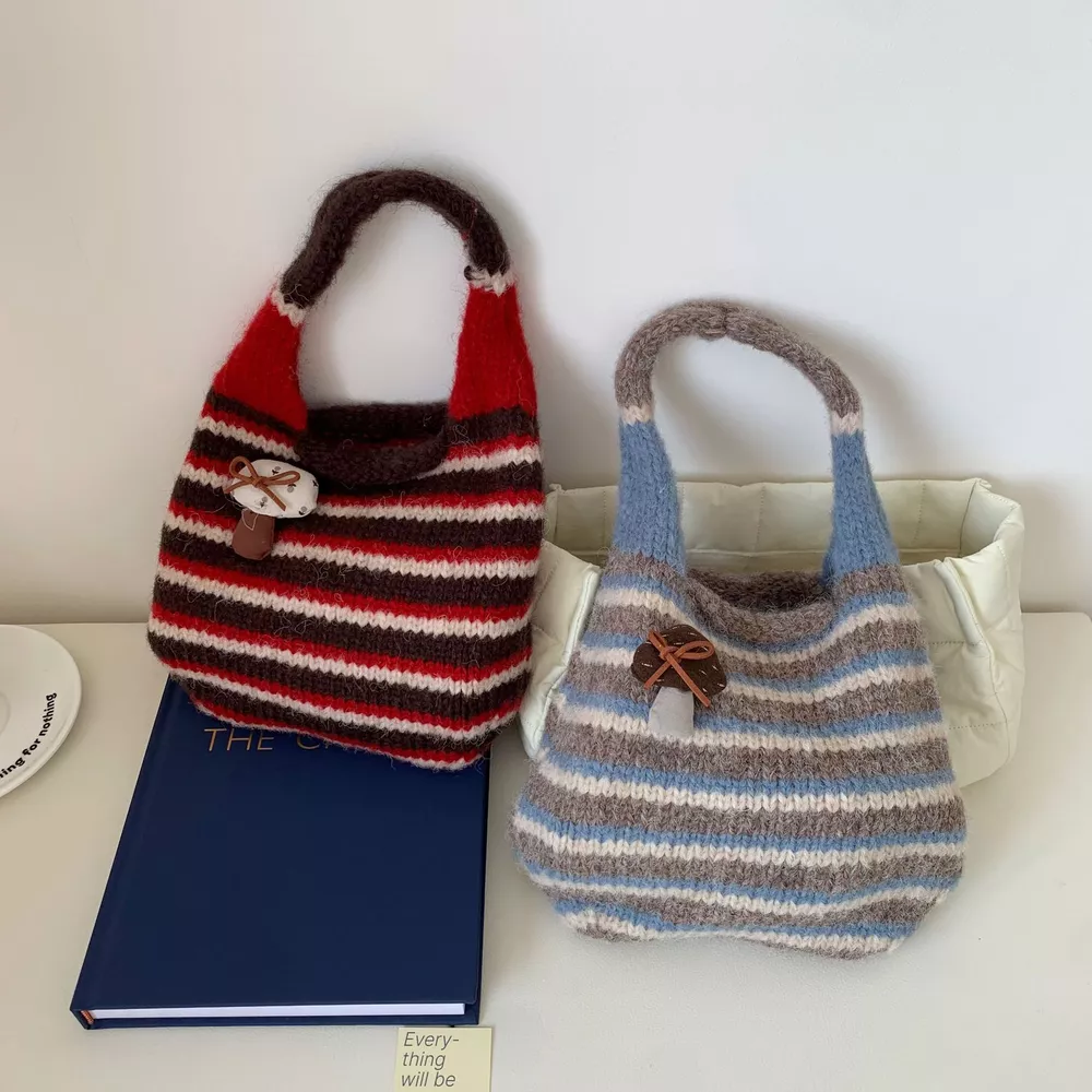 Knitted Striped Handbag, image 5