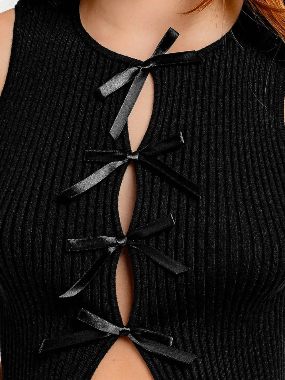 Bow Round Neck Cropped Tank, image 7