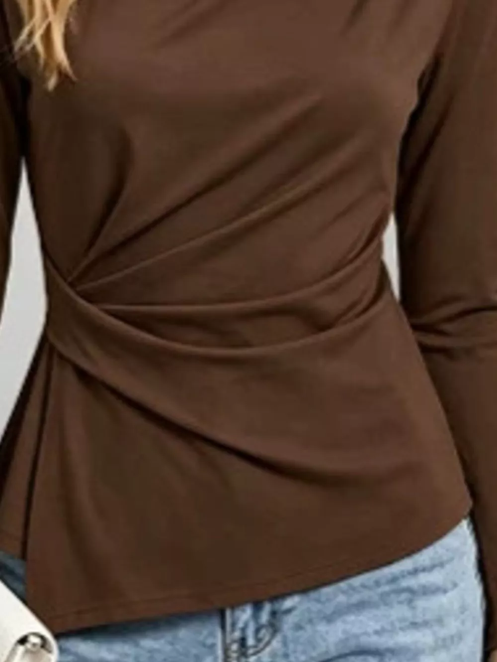 Ruched Waist Long Sleeve T-Shirt, image 9