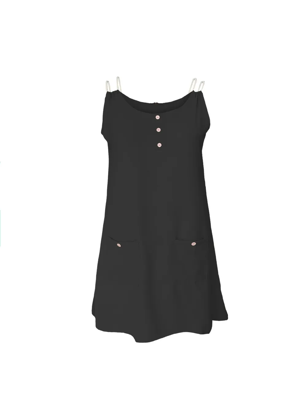 Round Neck Double Spaghetti Straps Mini Dress, image 3
