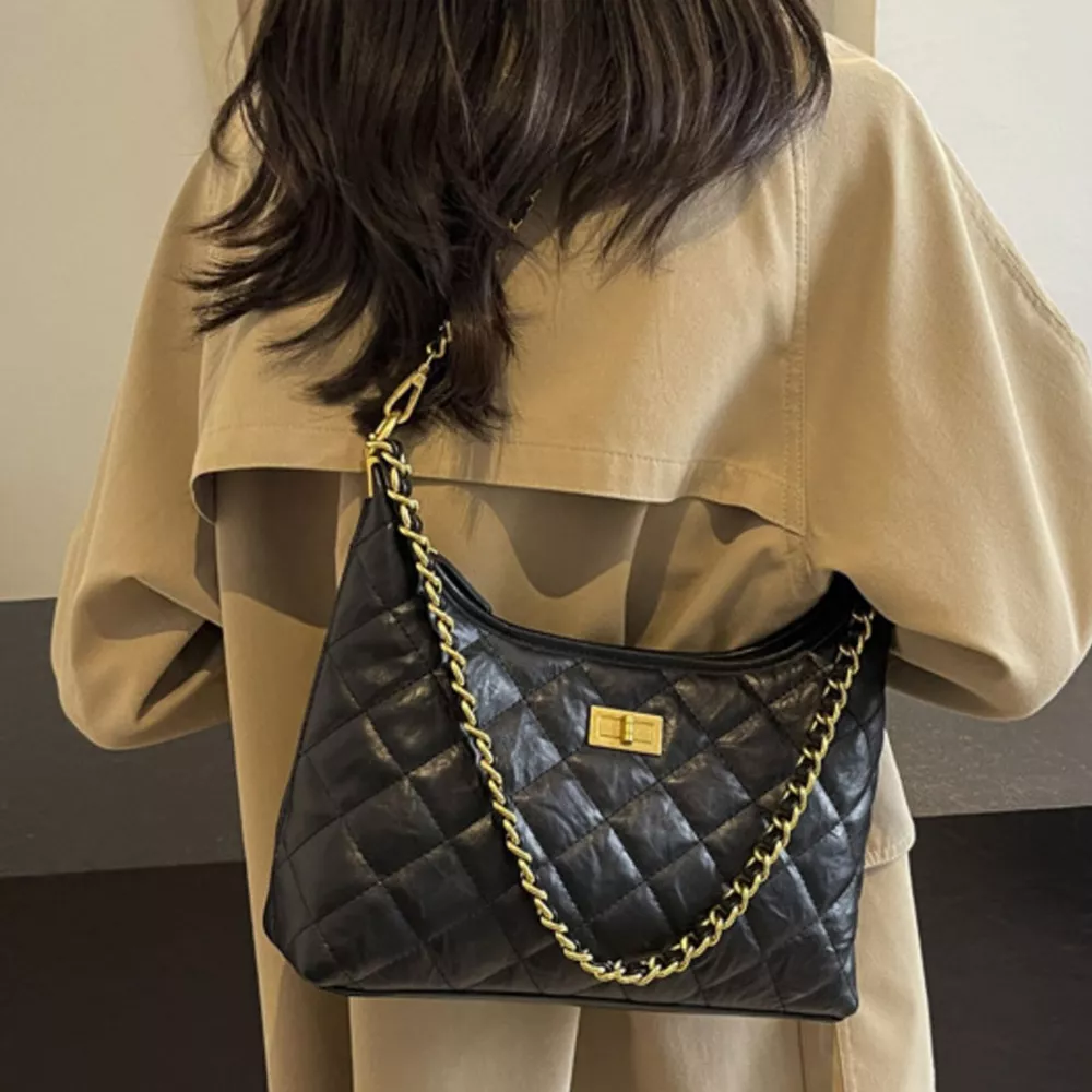 Quilted Leather Chain Crossbody Bag, image 6