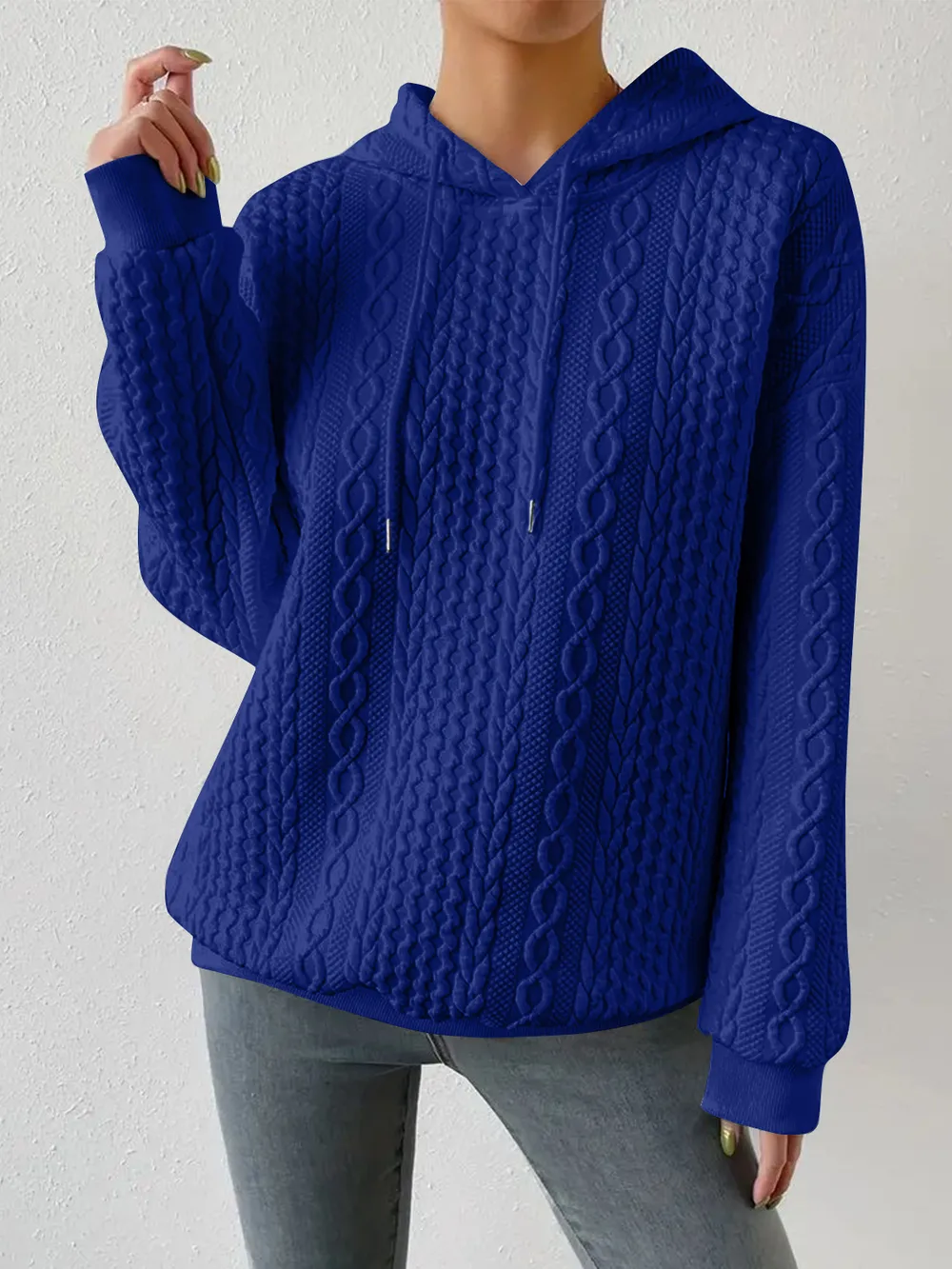 Drawstring Drop Shoulder Long Sleeve Hoodie, image 17
