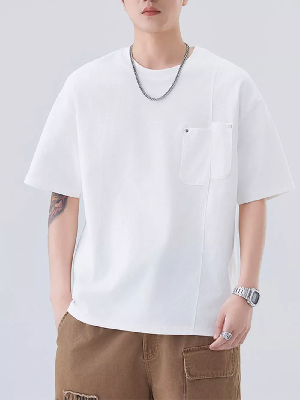 Men's Plus Size Round Neck Short Sleeve T-Shirt, image 5