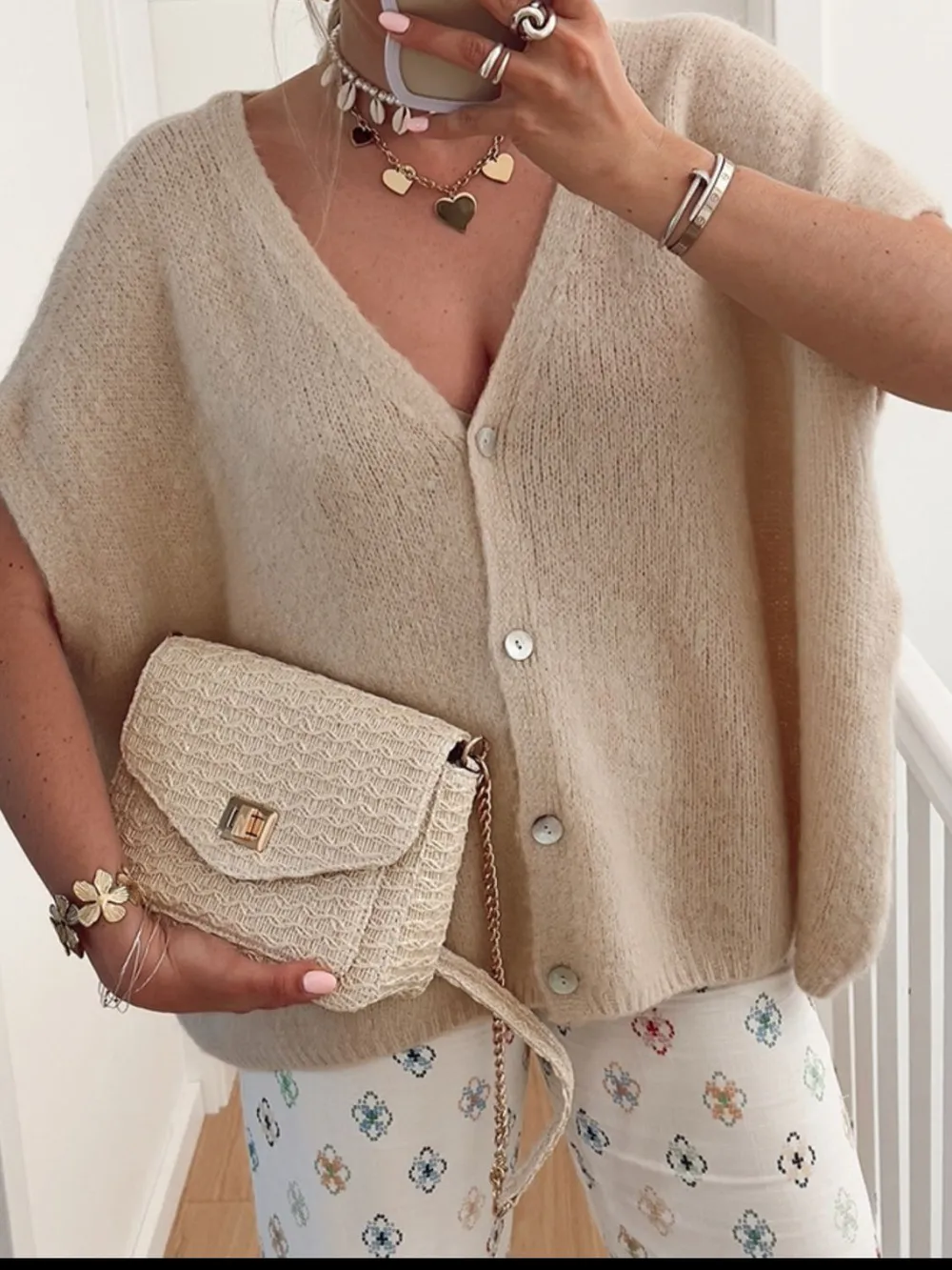 V-Neck Button Up Short Sleeve Cardigan, image 3