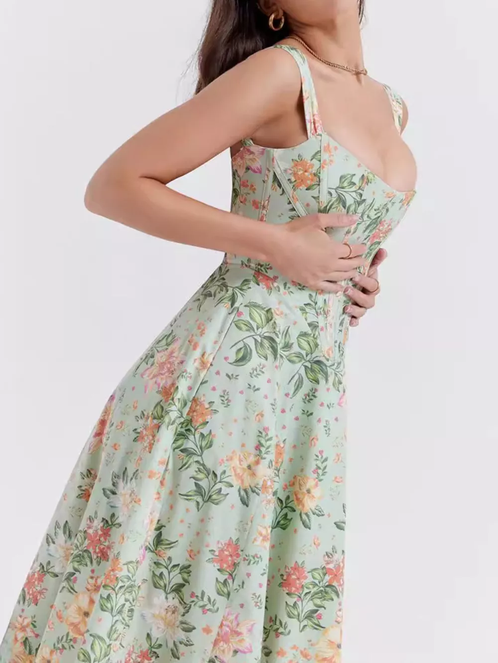 Floral Print Midi Dress with Slit, image 5