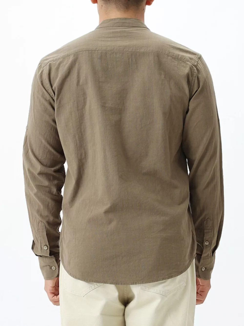 Men's Casual Mandarin Collar Long Sleeve Shirt, image 2