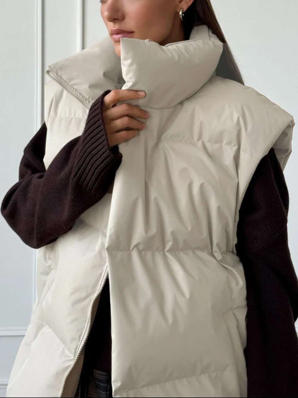 Zip Up Turtleneck Vest Coat, image 5