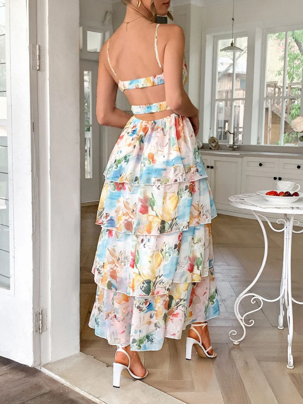 Floral Print Layered Maxi Cami Dress, image 13
