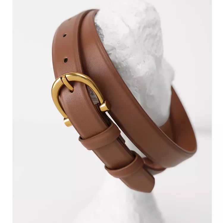 Leather Belt with Golden Buckle, image 3