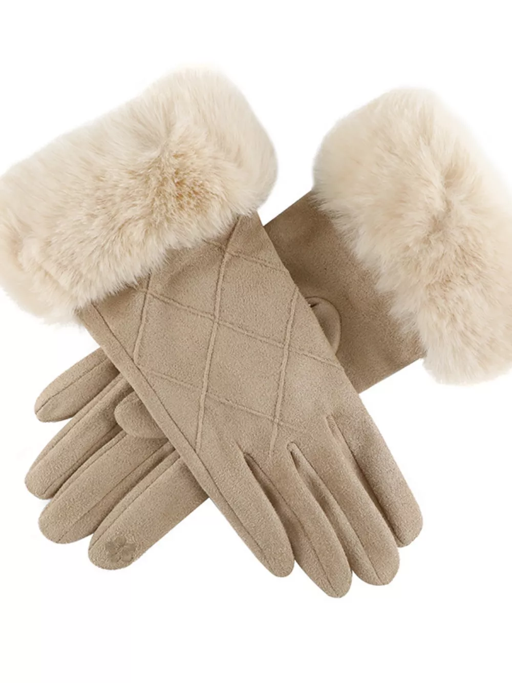 Fur Cuff Suede Gloves, image 4