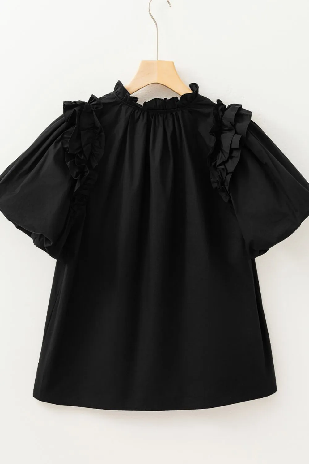 Ruffled Puff Short Sleeve Loose Blouse, image 4