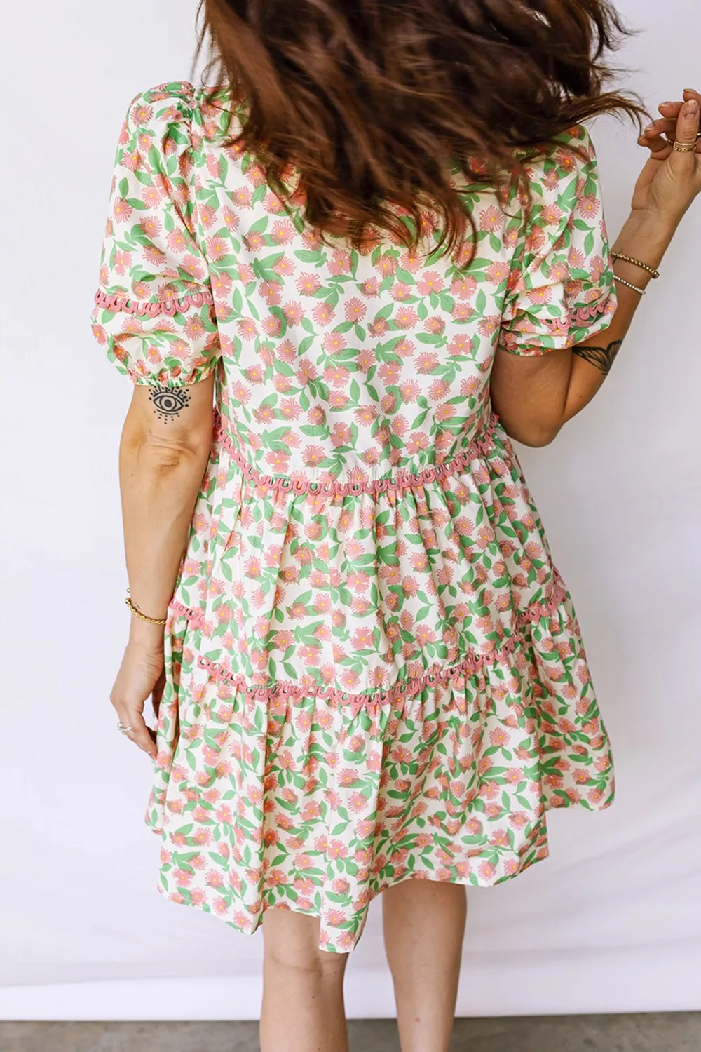 Floral Print Tiered Mini Dress, image 2