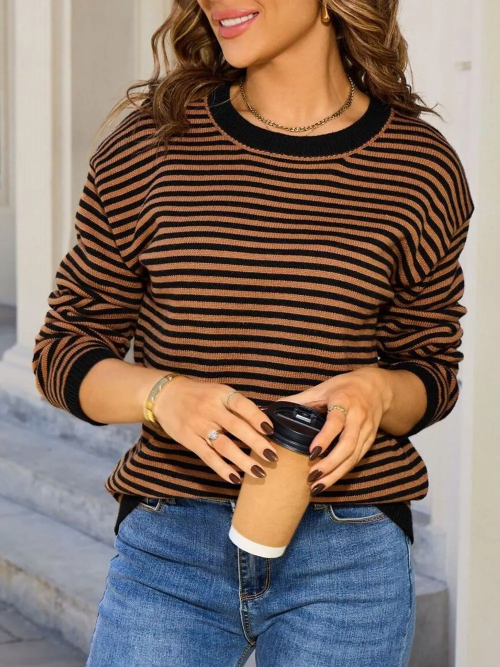 Striped Round Neck Sweater, image 3