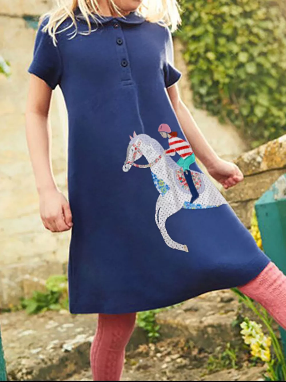 Children's Equestrian Short Sleeve Polo Dress, image 3