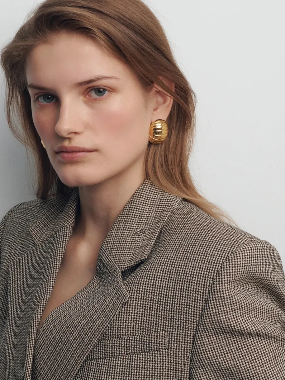 18K Gold-Plated Stainless Steel Ribbed Earrings, image 9